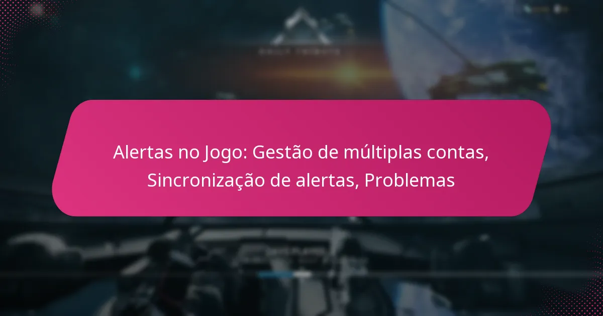 Alertas no Jogo: Gestão de múltiplas contas, Sincronização de alertas, Problemas